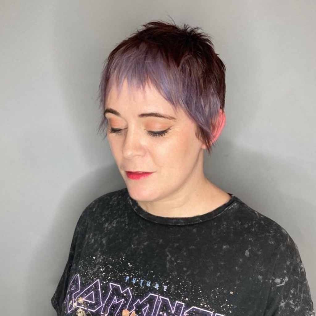 Pixie Wolf Cut With Lavender Choppy Bangs