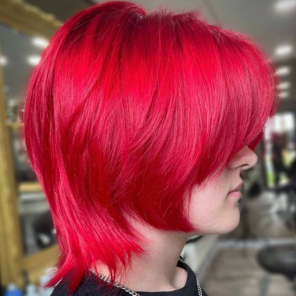 Grown Out Red Anime Pixie Wolf Cut