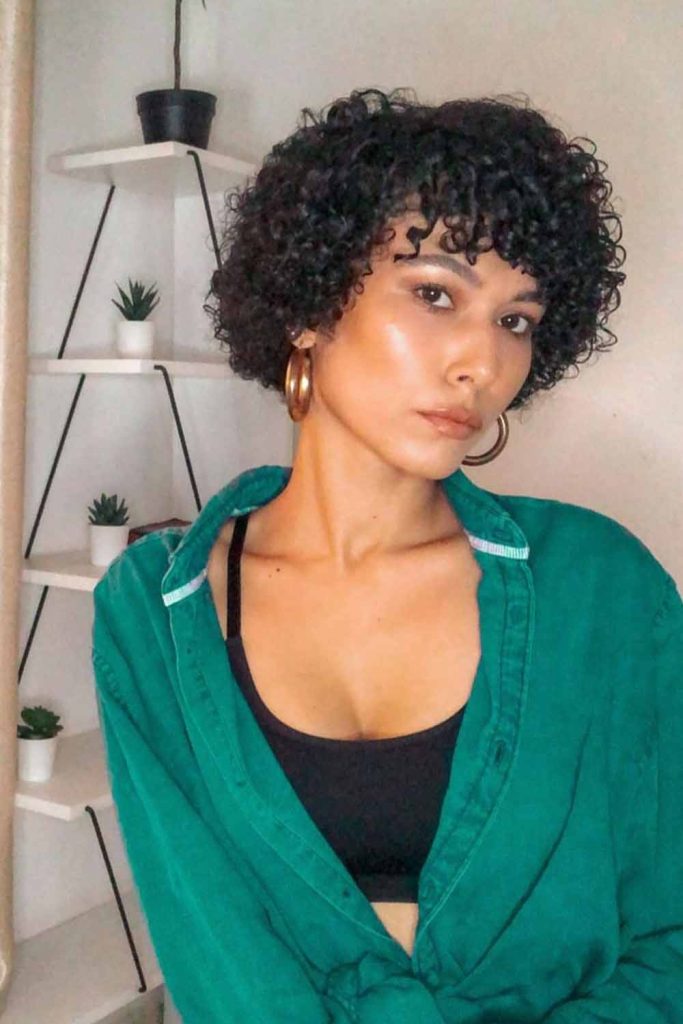 Short Curly Layered Cur With Curly Bangs