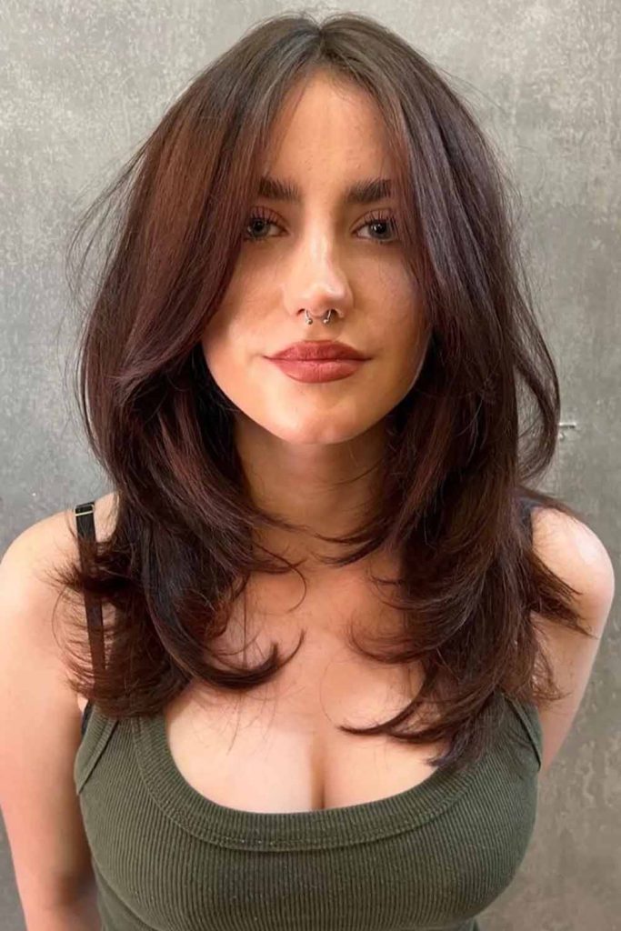 Medium Butterfly Cut with Burgundy Highlights