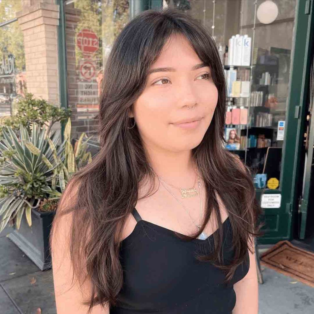 Shaggy Long Wolf Cut on Brunette Hair