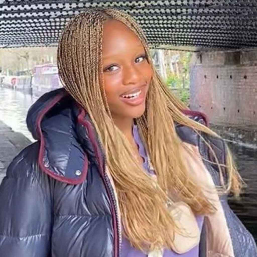 2. Long Blonde Wolf Cut With Braids on Straight Hair