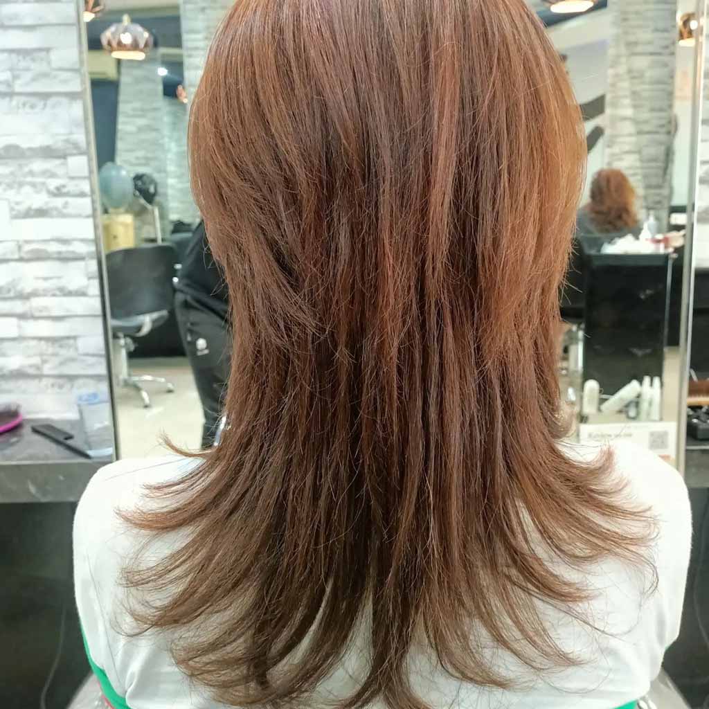 Medium-Length Brown Octopus Wolf Cut