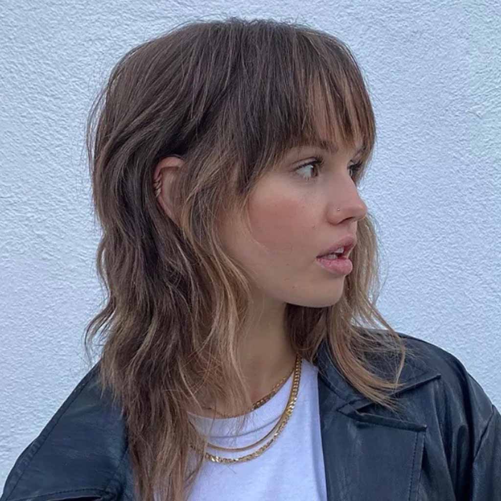Shag Mullet Wolf Cut With Choppy Bangs