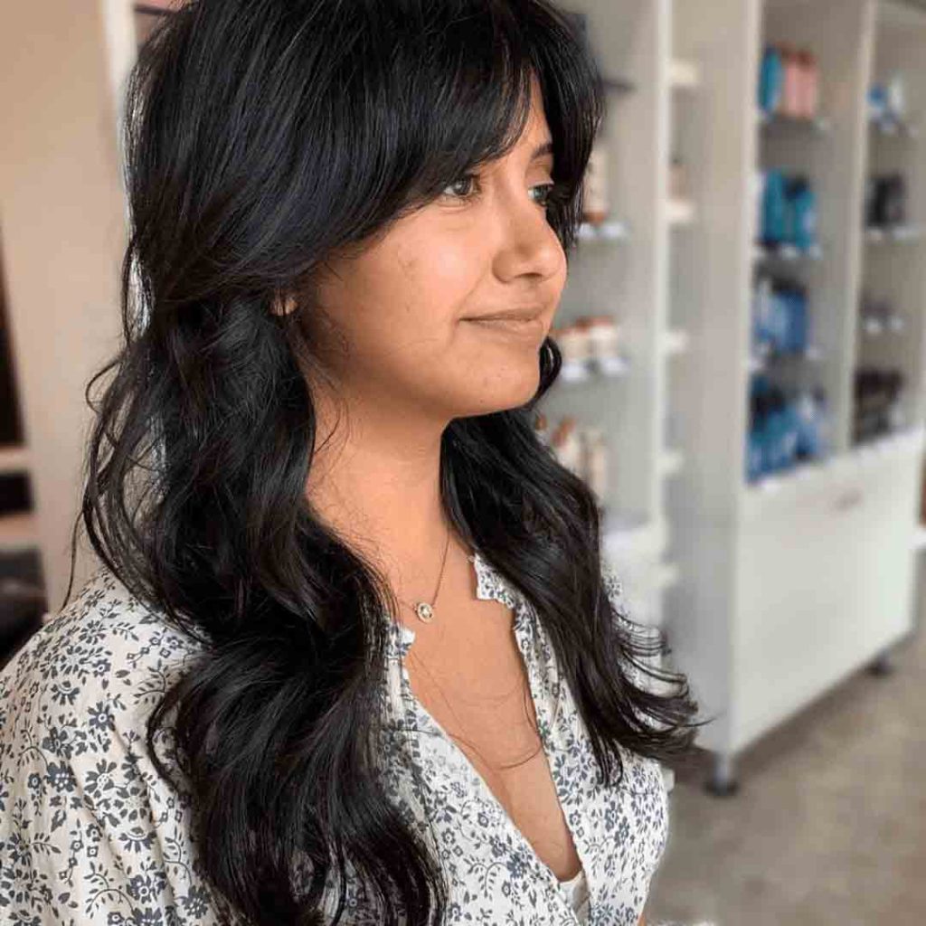 Wolf Cut on Long Wavy Black Hair