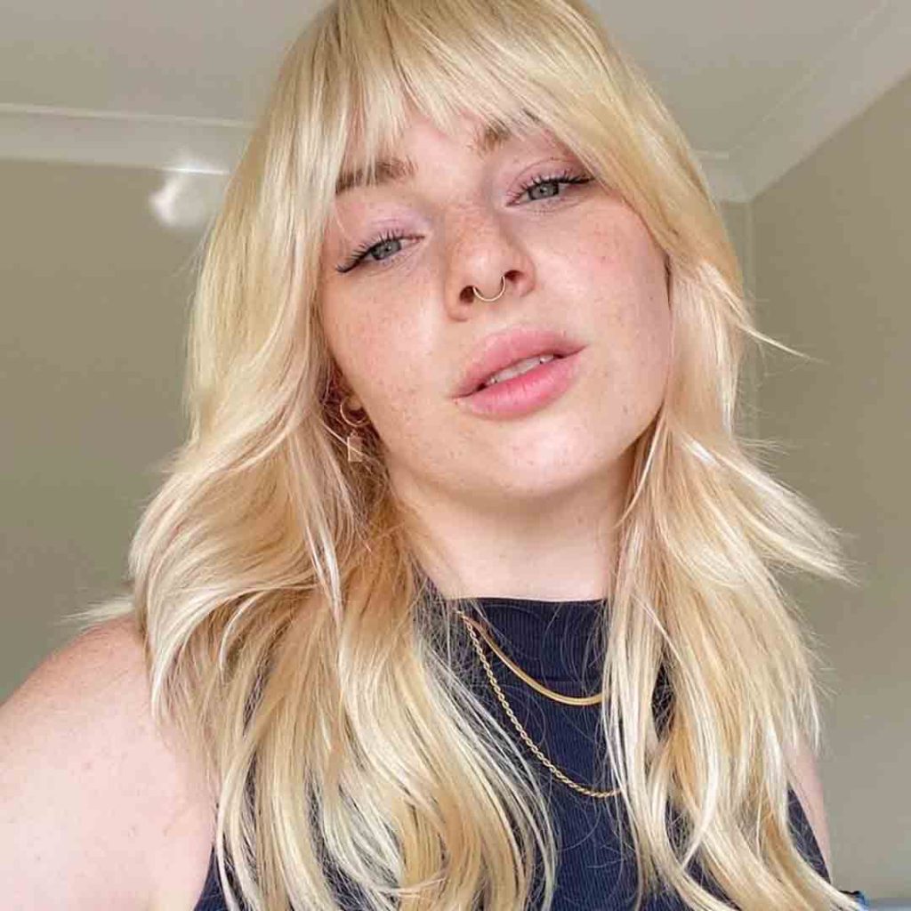 Blonde Shaggy Wolf Cut on Long Hair