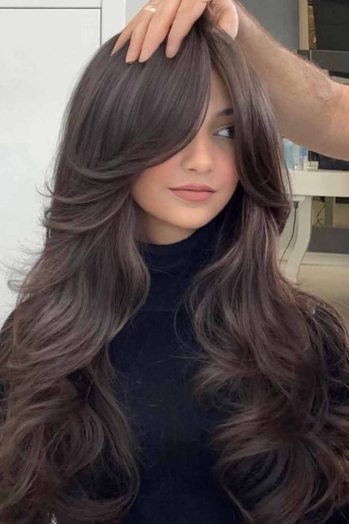 Long Ombre Hair with Butterfly Cut and Bottleneck Bangs