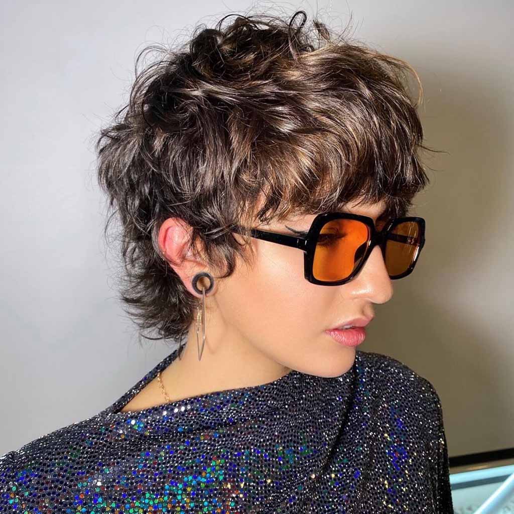 Wavy Pixie Wolf Cut With Messy Bangs