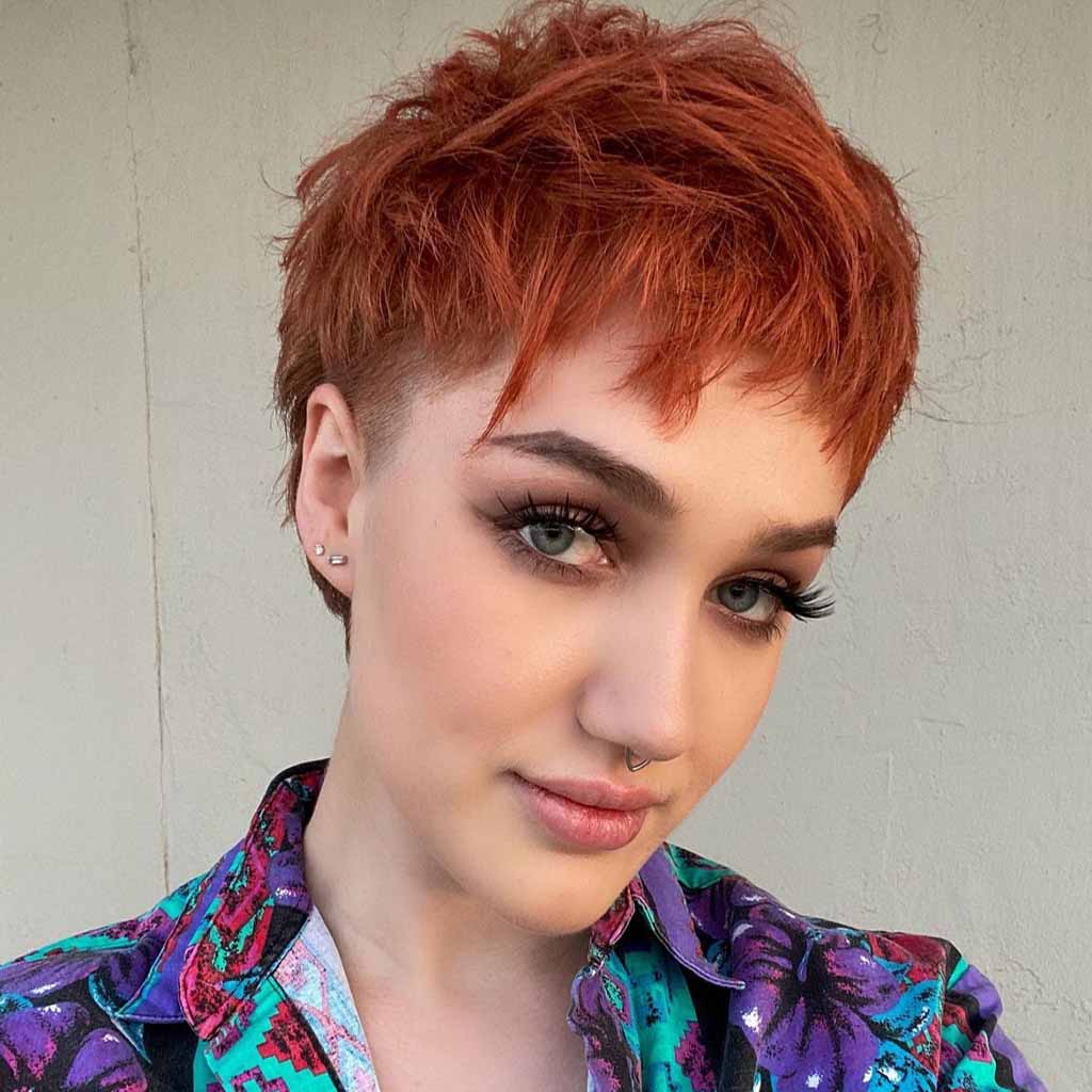 Ginger Textured Pixie Mullet Wolf Cut