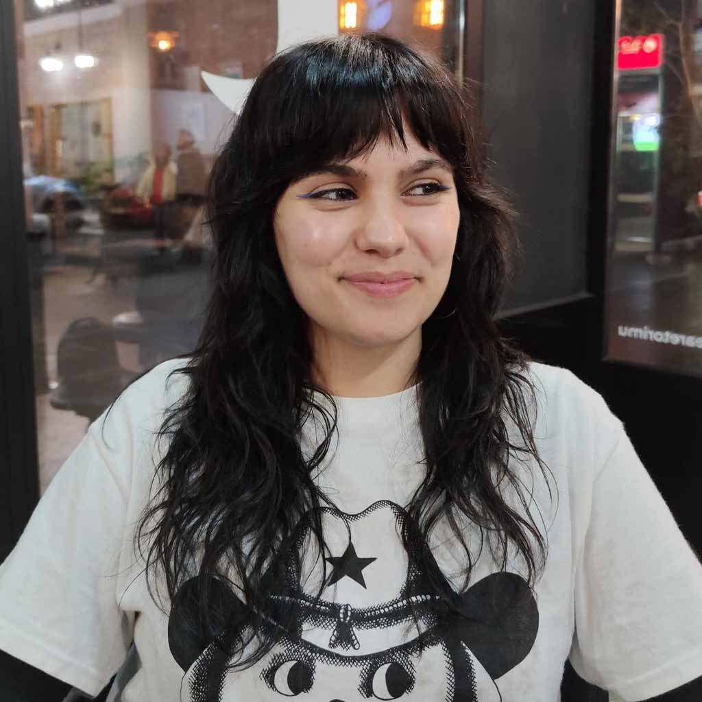 Wavy Mullet Wolf Cut With Bangs