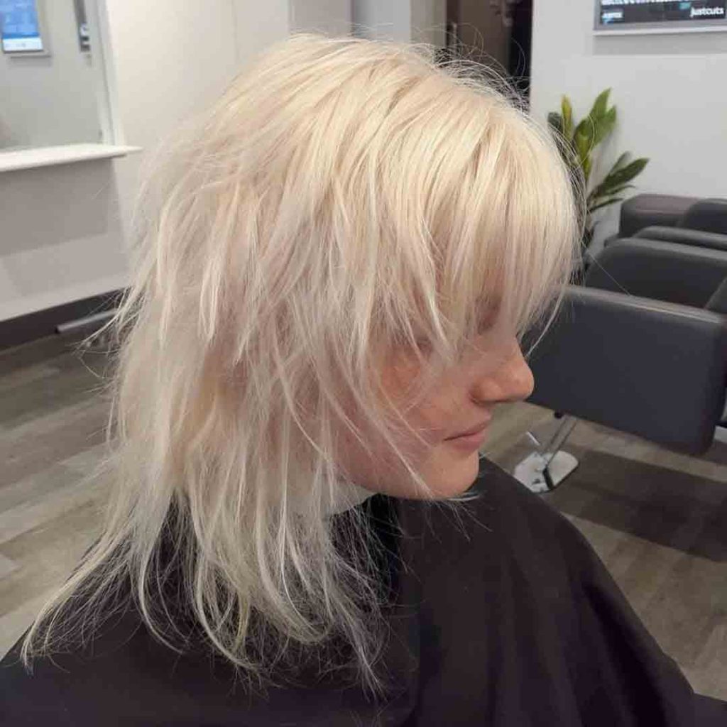 Heavily Layered Blonde Wolf Cut