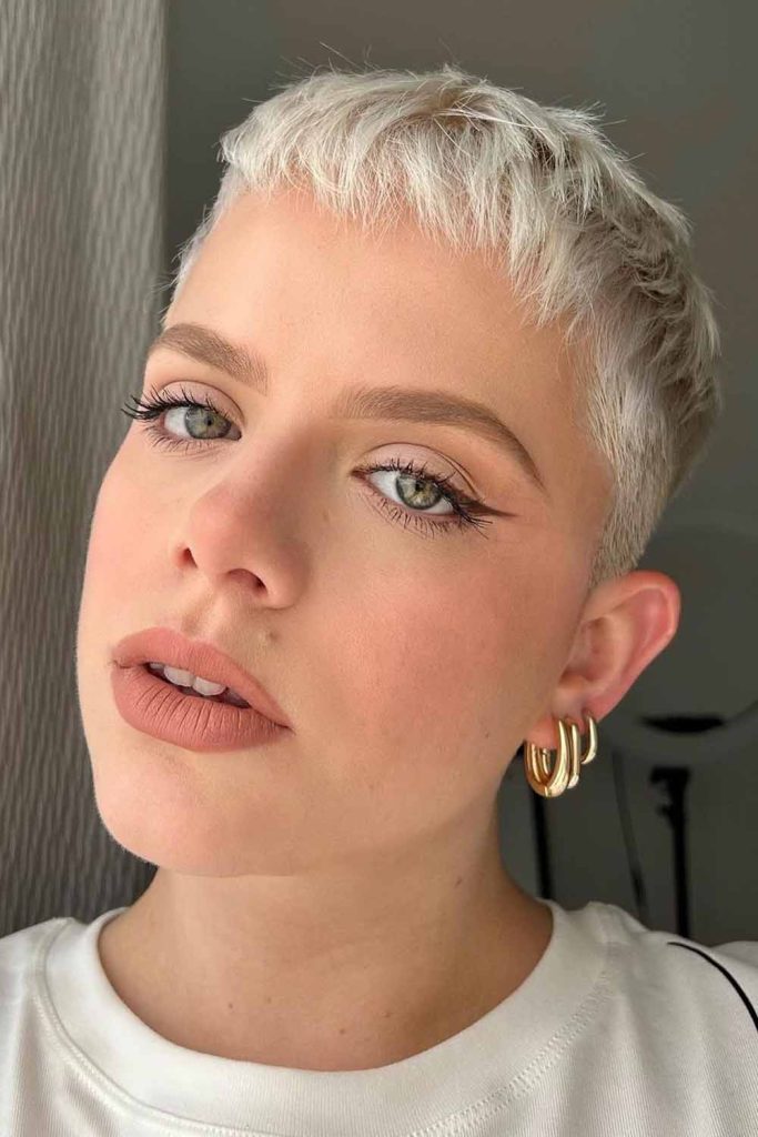 Short White Blonde Pixie Layered Cut
