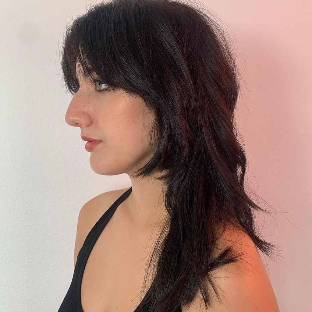 Long Mullet Wolf Cut With Curtain Bangs