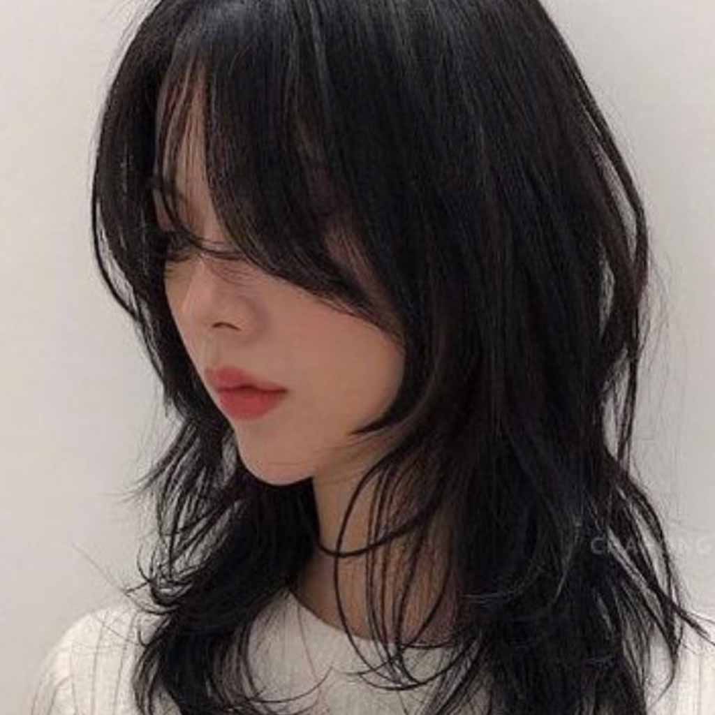 Layered Korean Wolf Cut With Bangs