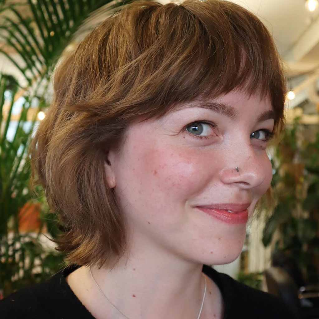Short Brown Mullet Wolf Cut With Bangs