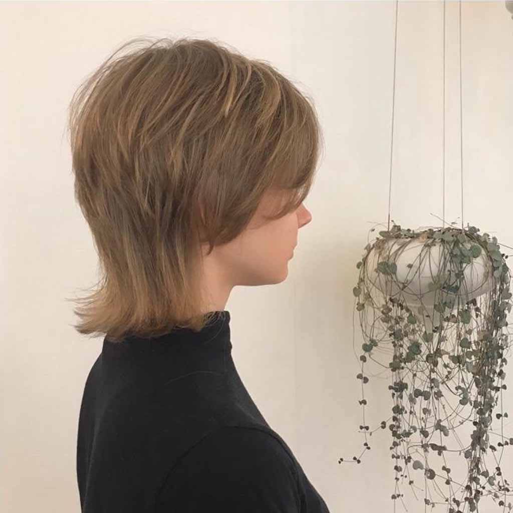 Brown Korean Bob Wolf Cut
