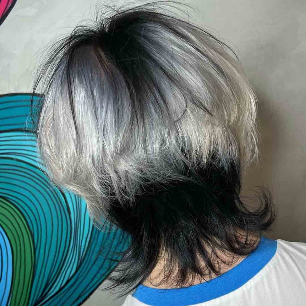 Black and White Octopus Cut on Short Hair