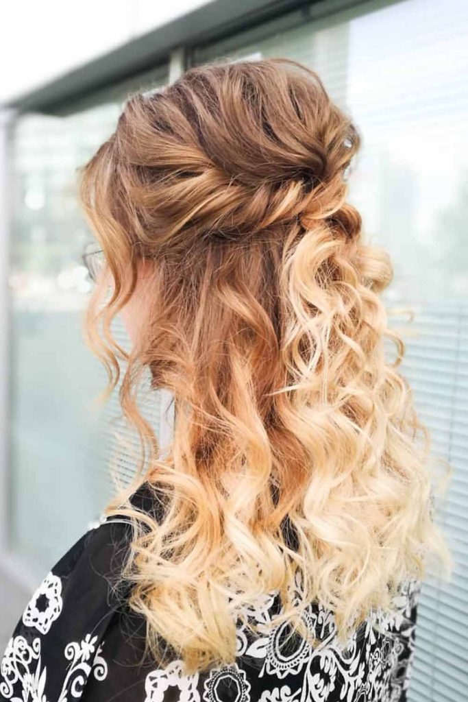 Half Up Hairstyle with Twisted Hair on Curly Hair