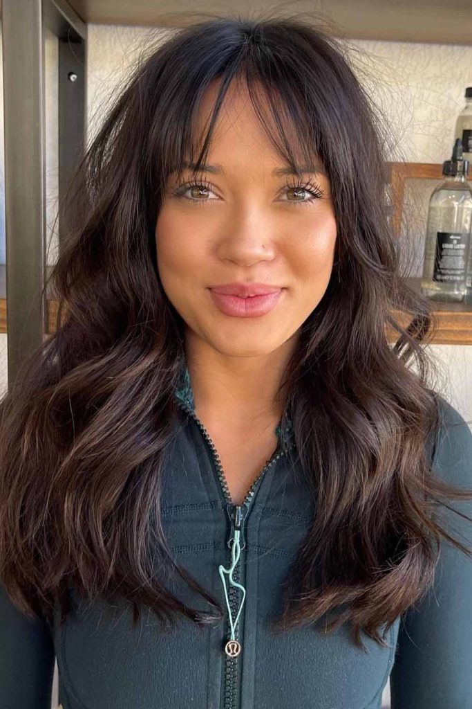 Long Wavy Hair With Curtain Fringe