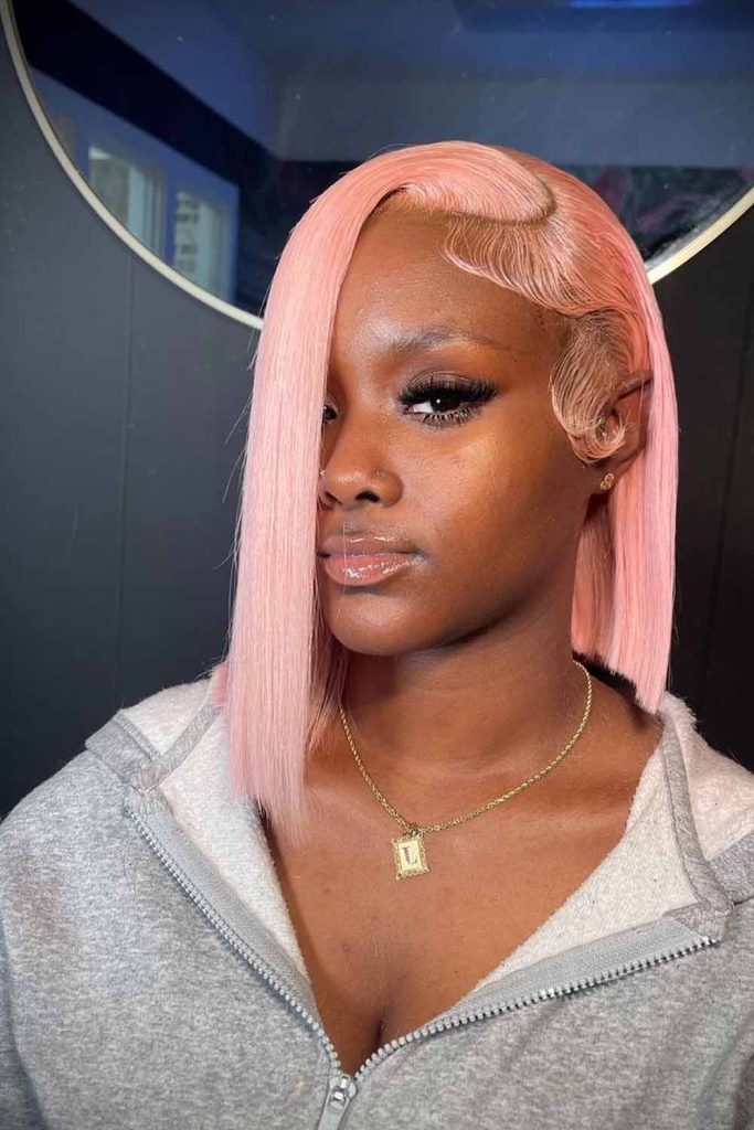 Pink Side-Swept Asymmetrical Bob