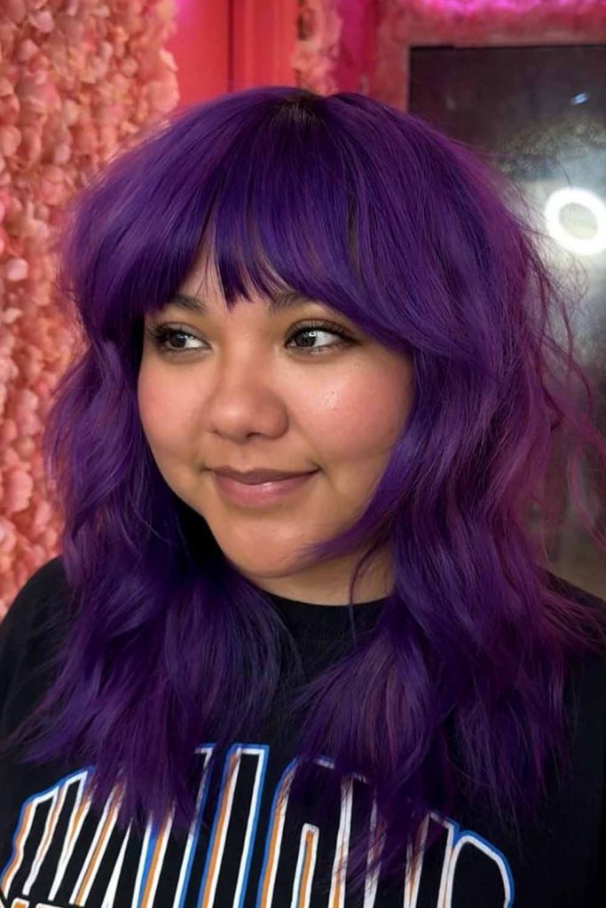 Purple Shaggy Medium Wolf Cut