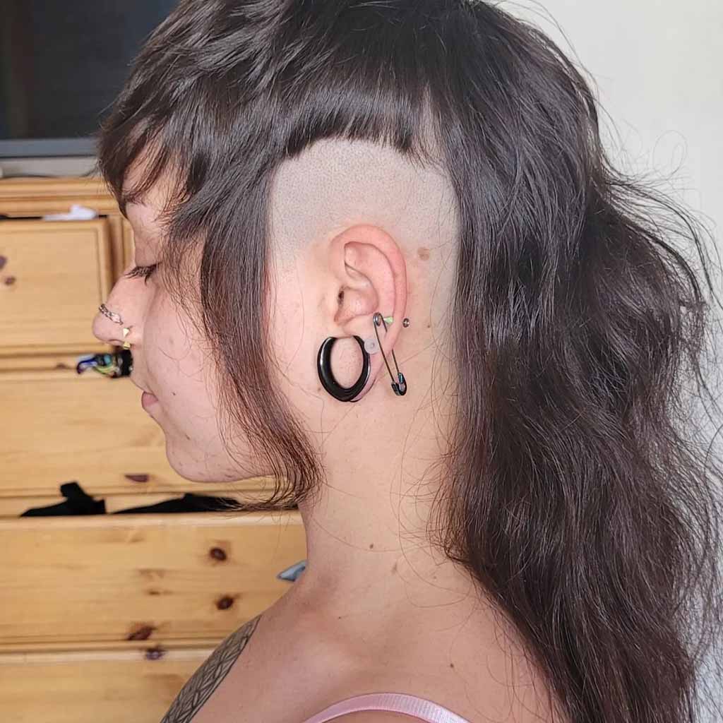 Long Mullet Wolf Cut With Bald Undercut