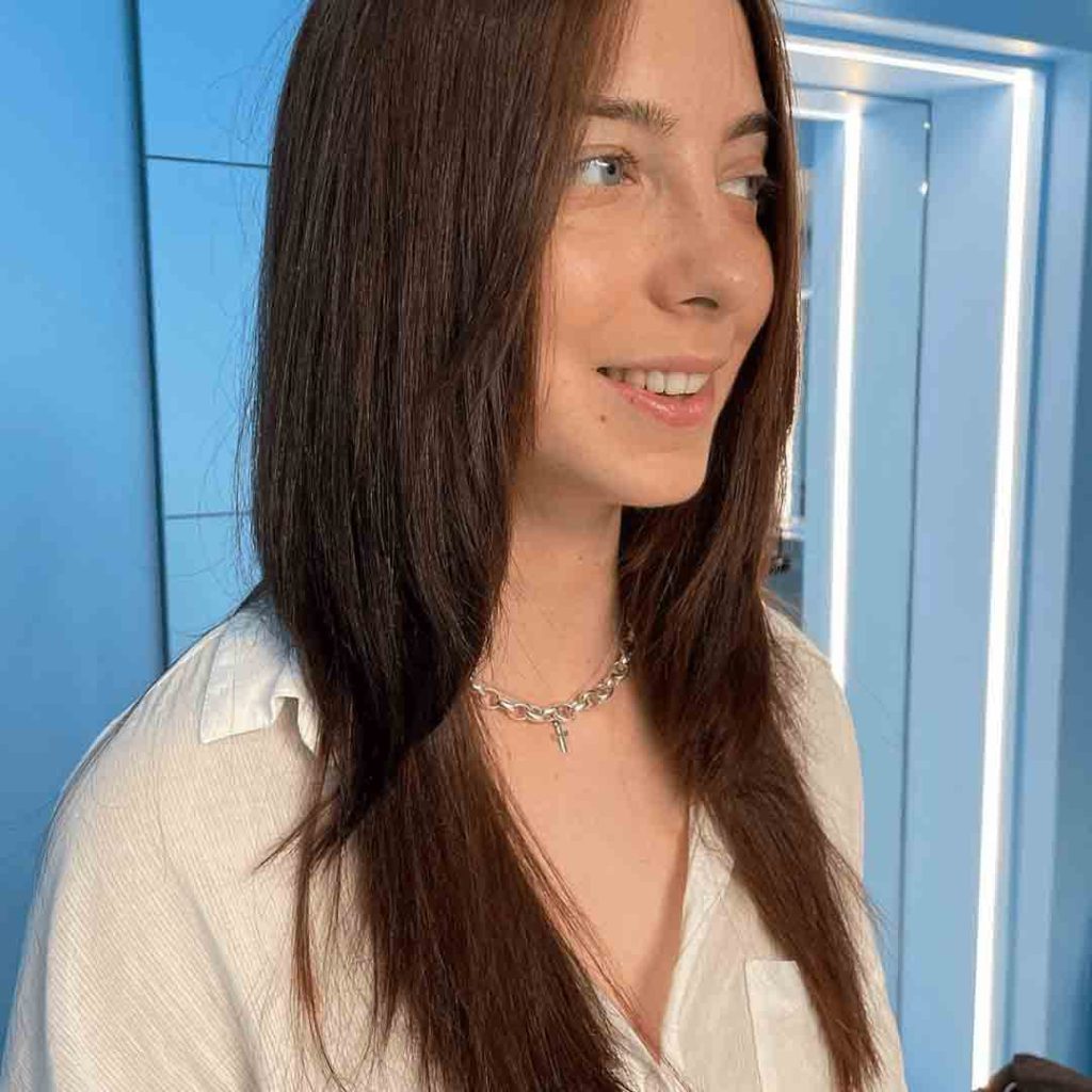 Long Straight Wolf Cut With No Bangs