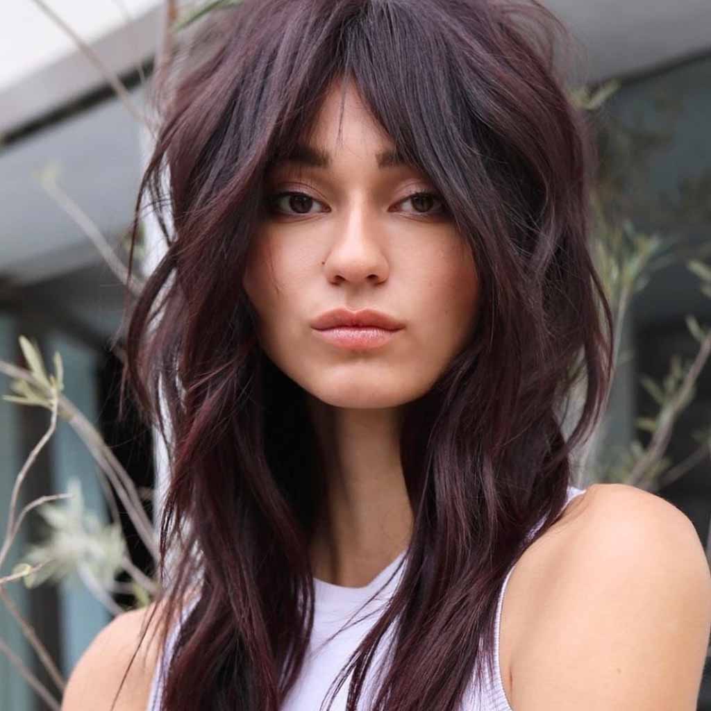 Layered Wolf Cut Mullet With Curtain Bangs