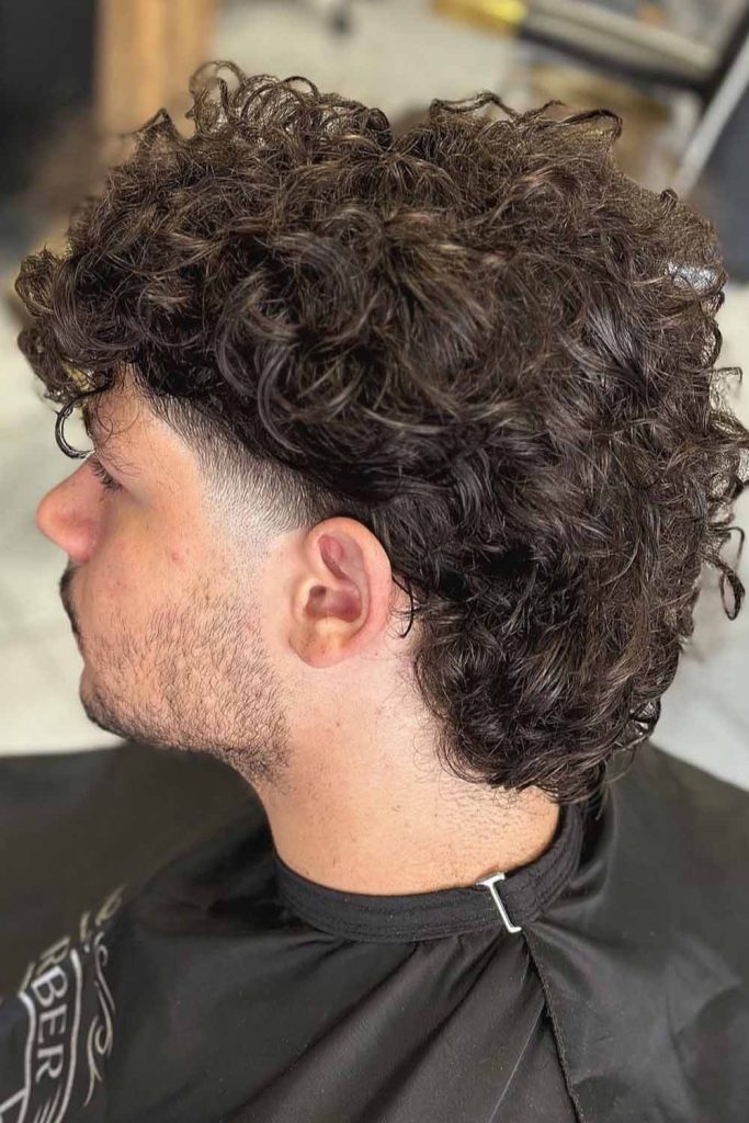 Curly Mullet With Mid Taper