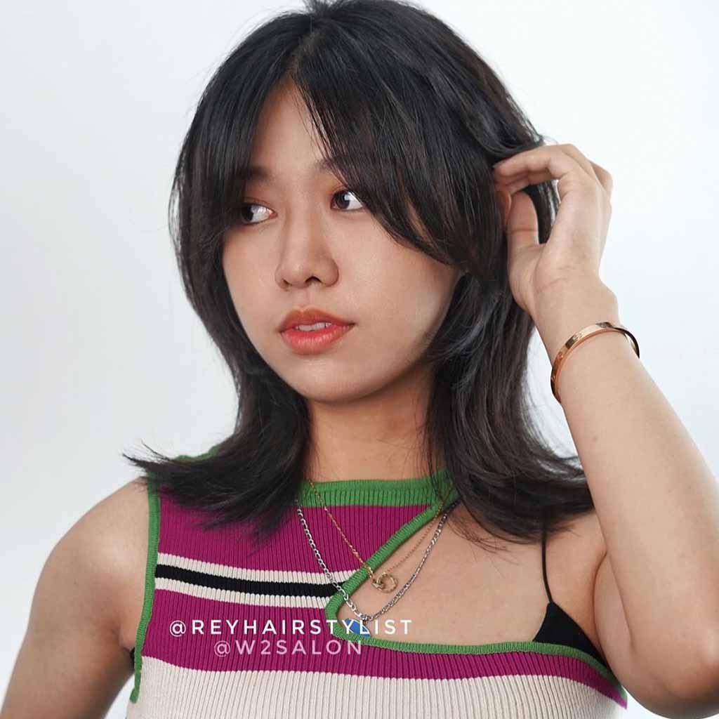 Medium Korean Wolf Cut With Curtain Bangs