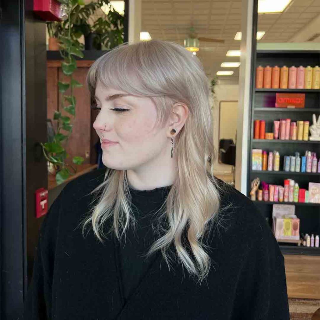 Medium Mullet Shag Cut With Curtain Bangs