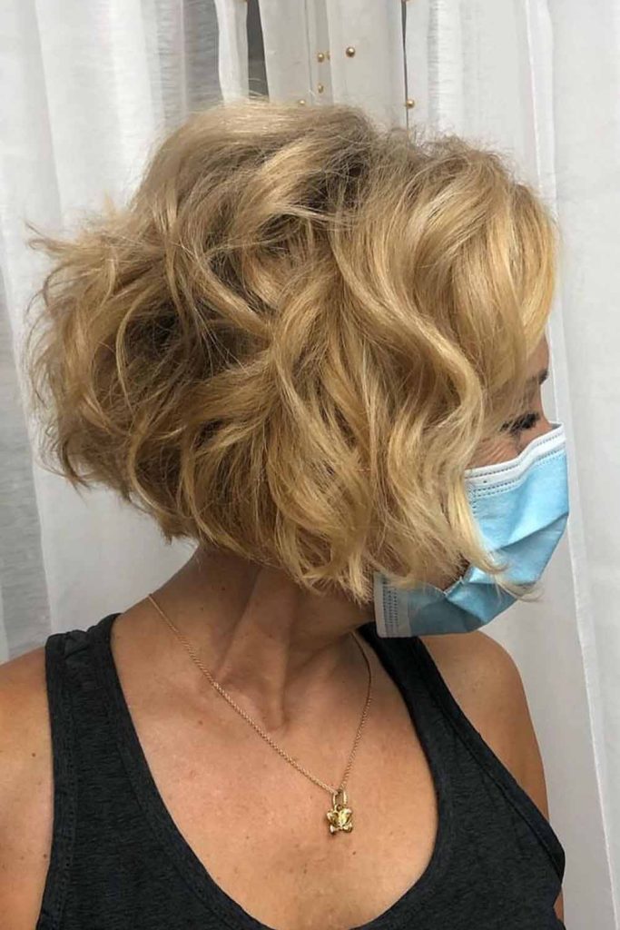 Pixied-Up Wavy Blonde Bob Hair