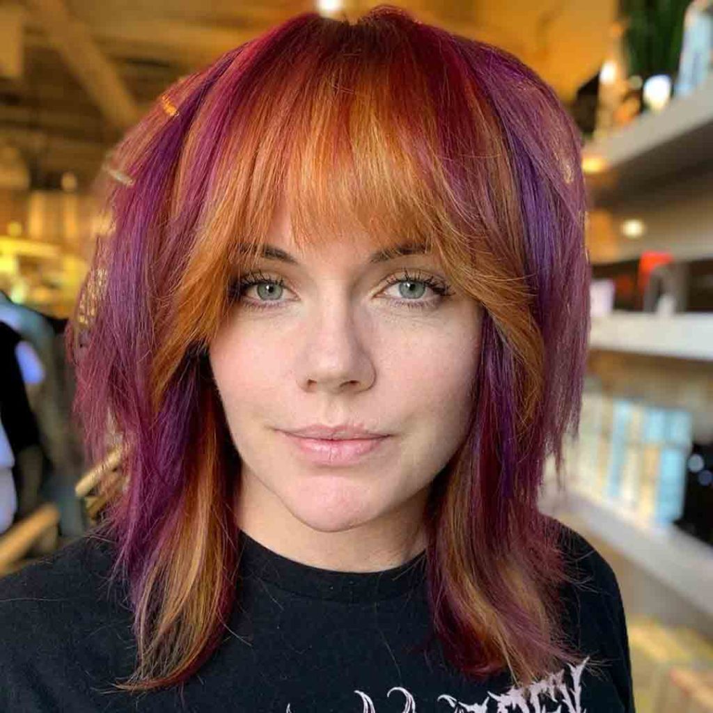 Shag Cut on Short Sunset Color Hair