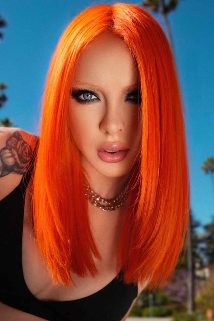 Vibrant Fiery Orange on Straight Hair