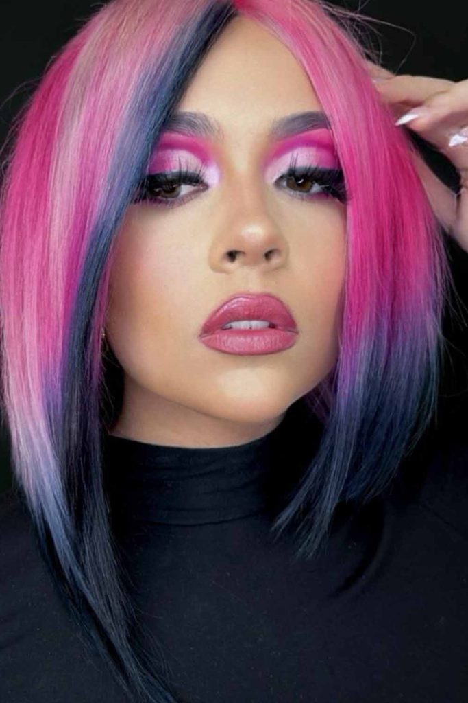 Asymmetrical Colored Long Bob