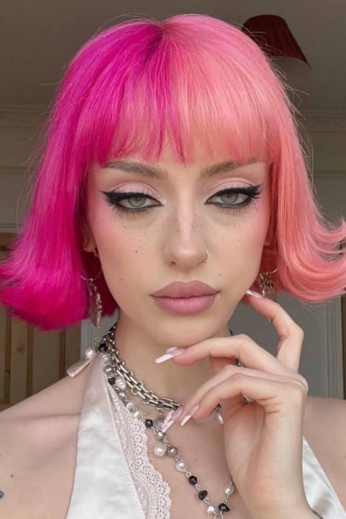 Hot Pink and Virgin Pink Gemini Bob Cut