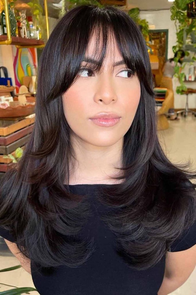 Wispy Curtain Bangs With Long Layers