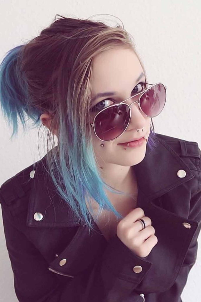Bronde Hair With Blue Highlights