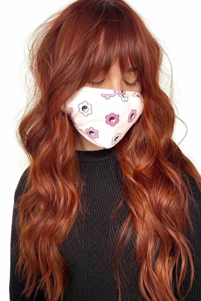 Shag Mullet Chestnut Hair With Extended Bangs