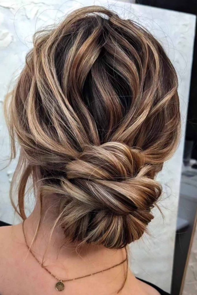 Wavy Messy Twisted Low Bun