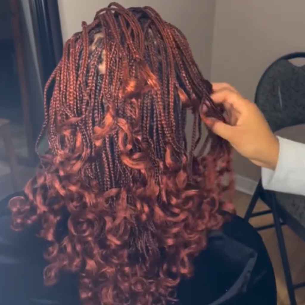 7. Copper Wolf Cut With Braids and Curls