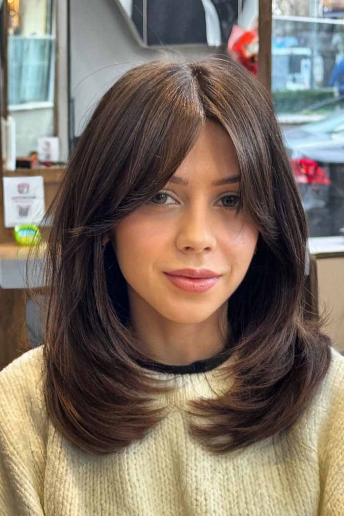 Medium Butterfly Cut With Curtain Bangs