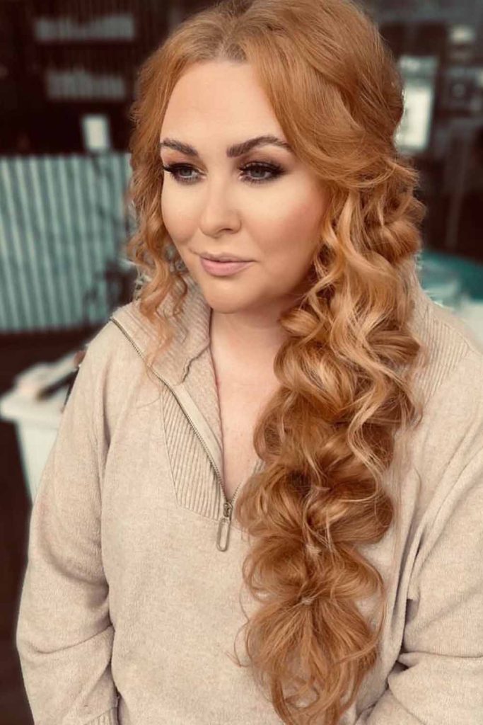 Pulled Out Braid on Long Ginger Hair