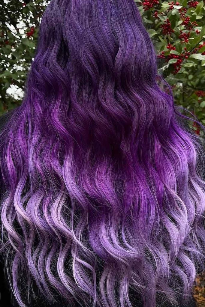 Purple Ombre Long Wavy Hair