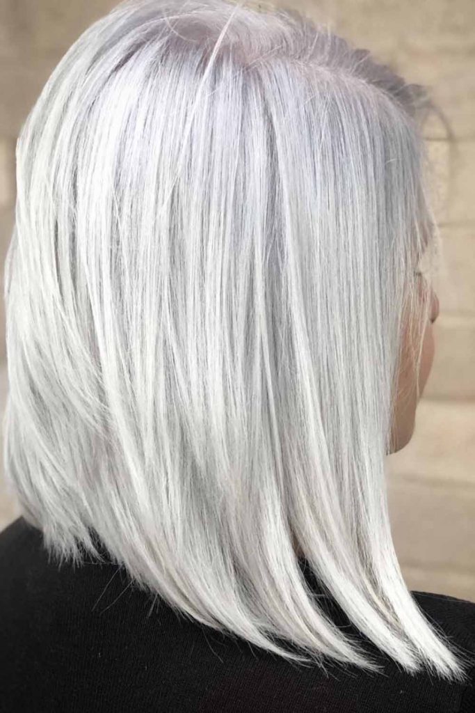 White Long Angled Bob
