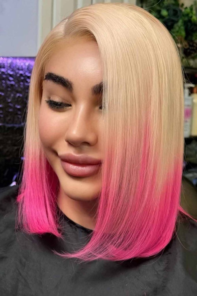 Blonde Bob with Pink Highlights