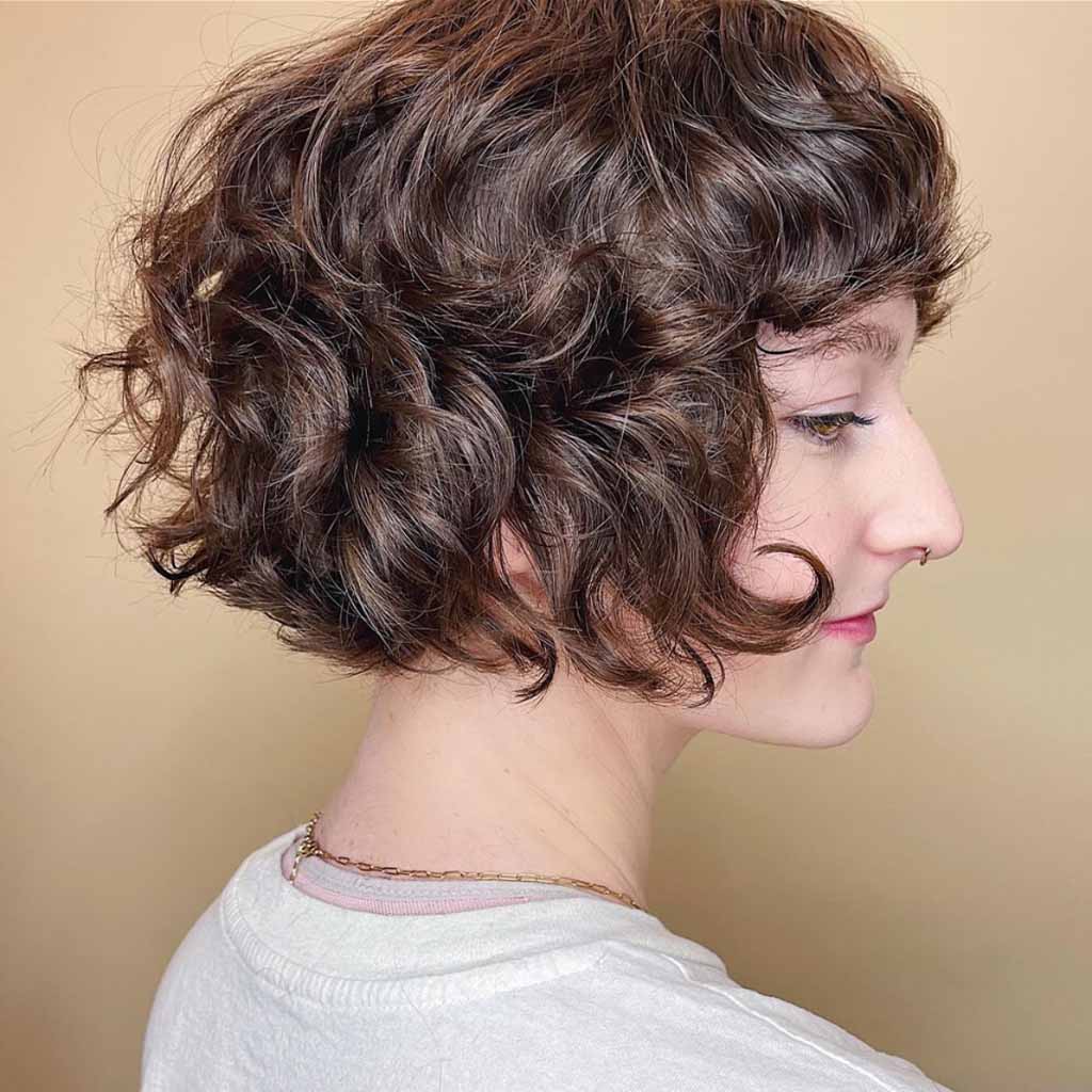 Curly Fluffy Bob Wolf Cut