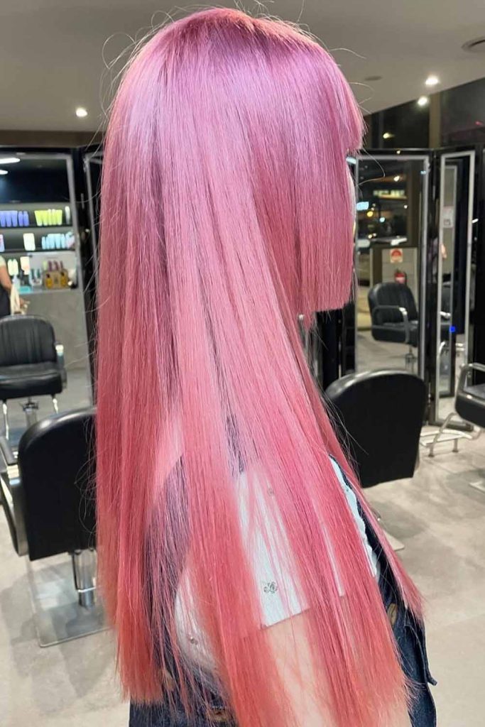 Long Pink Hime Cut