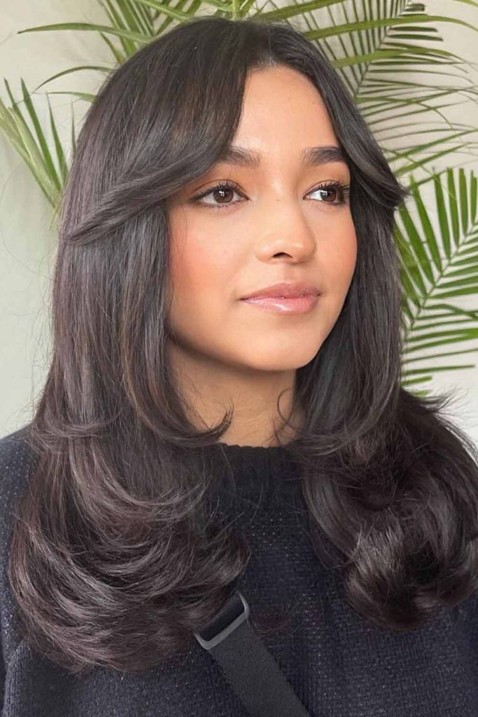 Long Brown Butterfly Haircut