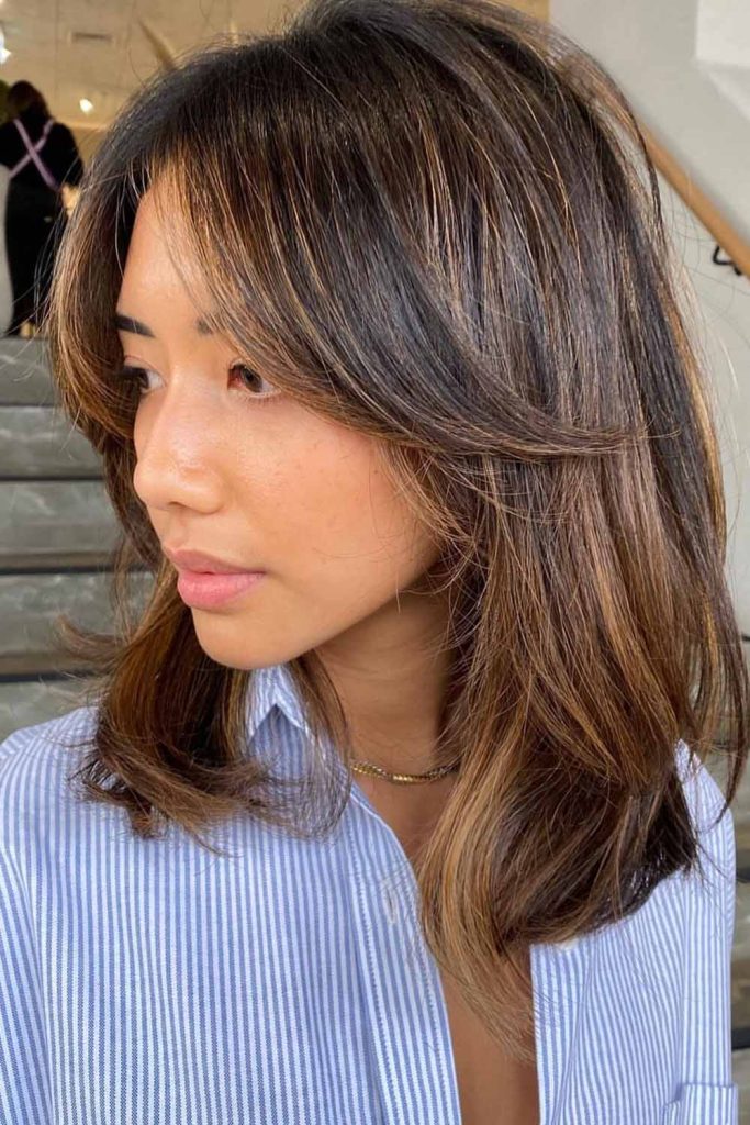 Curtain Bangs With Blowout Bob Hair